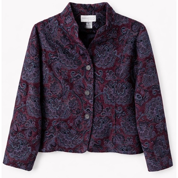 Chadwicks Jackets & Blazers - real comfort by Chadwick Women's Burgundy Paisley Tapestry Jacket 18W